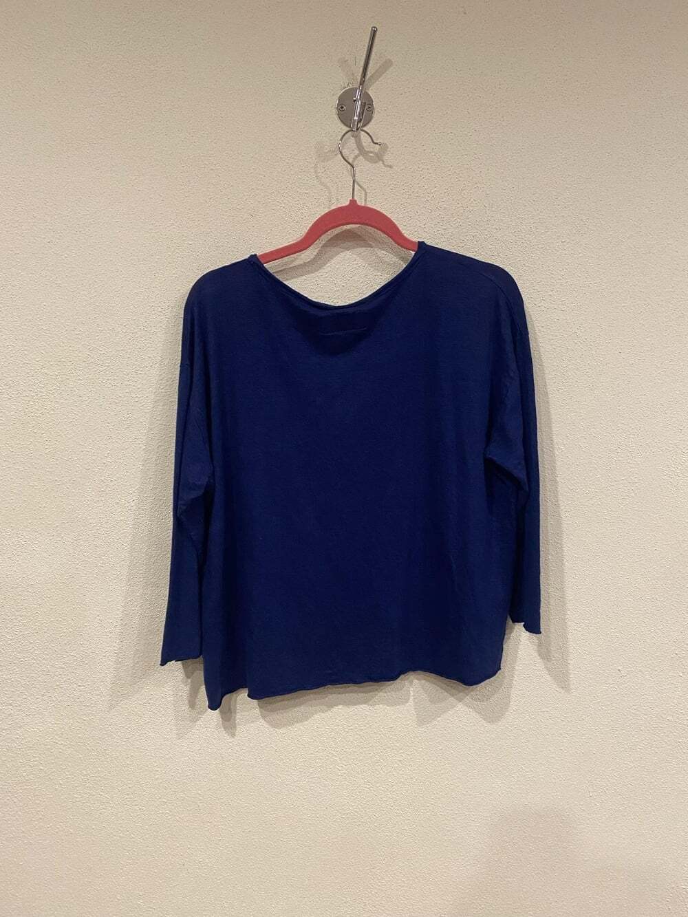 Labo.Art Shirt Womens Small Blue Linen Blend Boat Neck 3/4 Sleeve Jersey Tee Top — image 6 of 6
